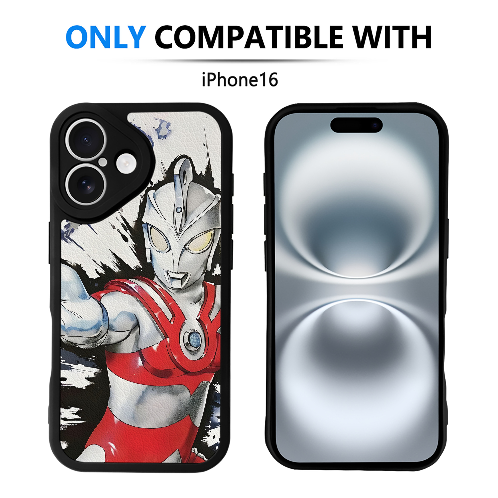 （画像用） ウルトラマン Ultraman 【iPhone 16シリーズ対応】シリコンスマホケース（レザー調） 材質：シリコン